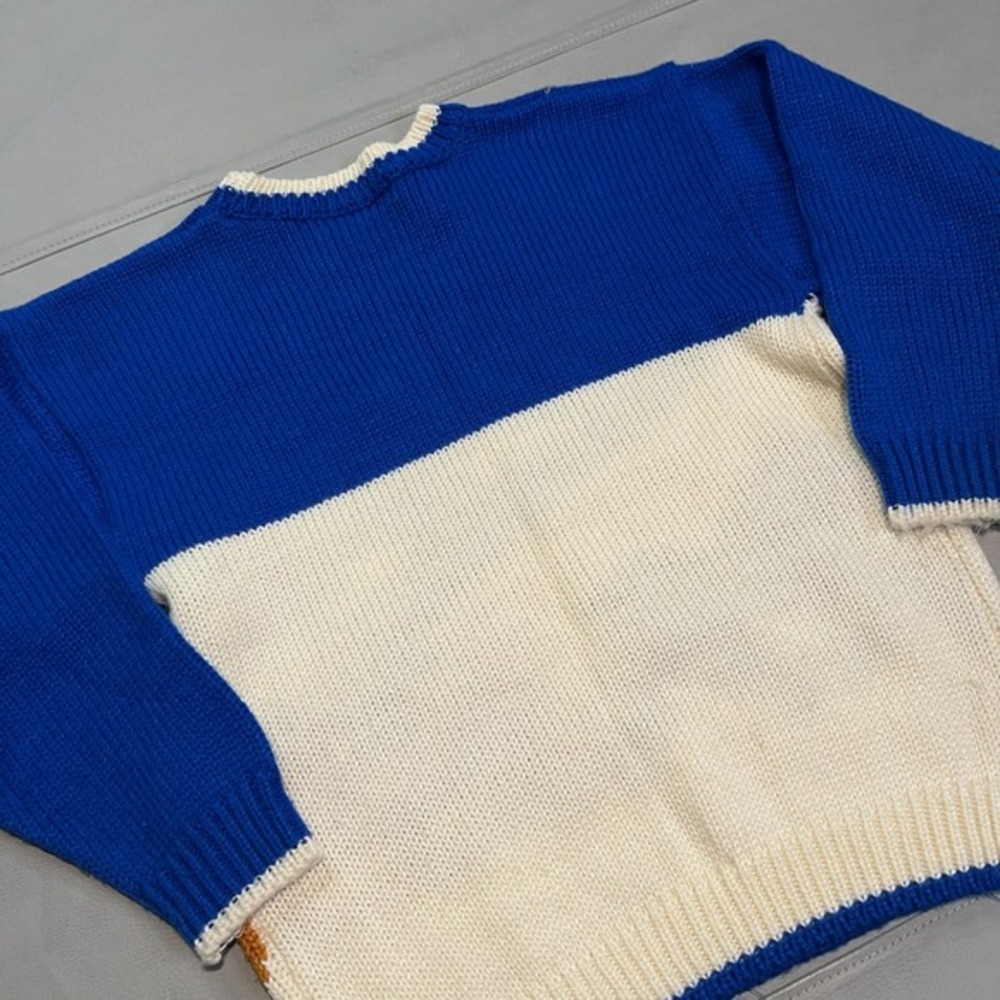 VTG 90s Y2K Women Blue Ugly Xmas Christmas Knit Sweater M Office party Snow-4348 - Picture 9 of 11